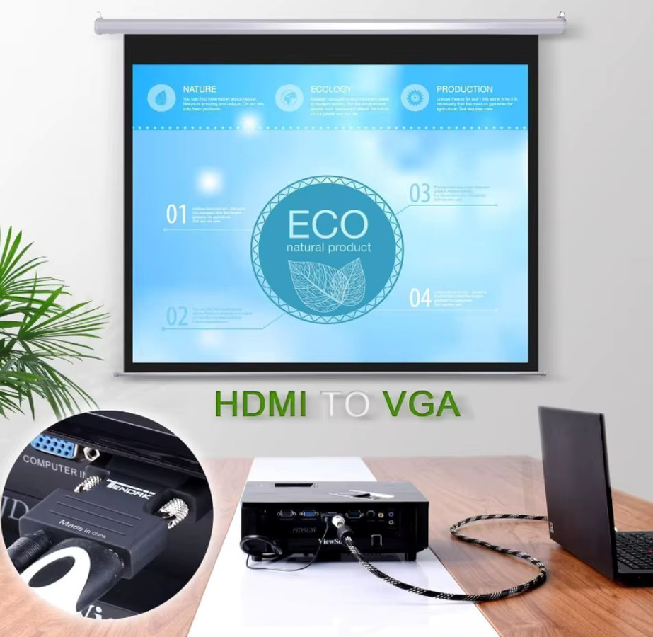 PzzPss HDMI auf VGA Adapter mit Audiokabel in Schwarz - Bild 2