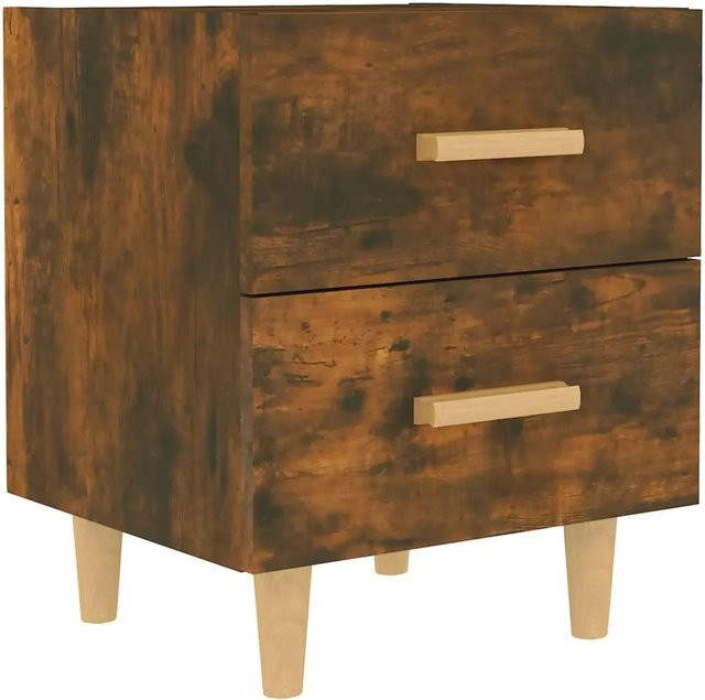 vidaXL Nachttisch aus Eukalyptusholz in Räuchereiche, Braun, B/T/H: 40 x 35 x 47,5 cm - Bild 1
