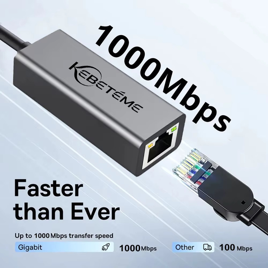 Kebidumei USB 3.0 Ethernet-Adapter mit 1000 Mbit/s für PC, MacBook und Xiaomi, USB-A auf RJ45 LAN Netzwerkkarte - Bild 2