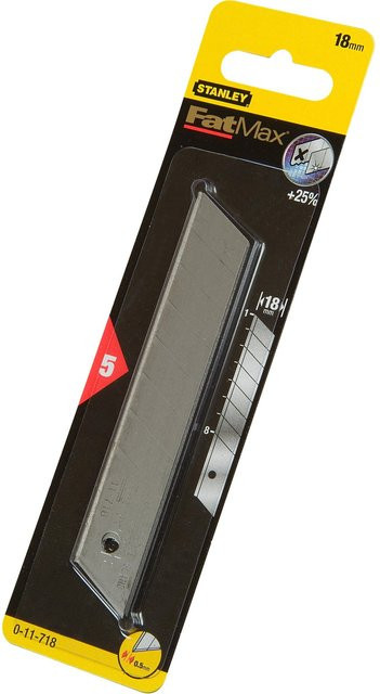 Stanley FatMax Abbrechklingen aus gehärtetem Stahl, 18 mm, 5 Stück, silberfarben - Bild 2