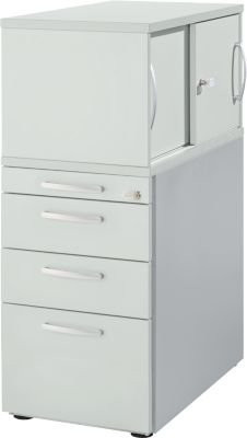 Schäfer Shop Genius Standcontainer mit Aufsatzschrank, Schiebetüren, abschließbar, Lichtgrau - Bild 1