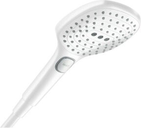 Hansgrohe Handbrause Raindance Select E 120 in Mattweiß mit 3 Strahlarten und Anti-Kalk-Funktion, Durchmesser: 12 cm - Bild 1