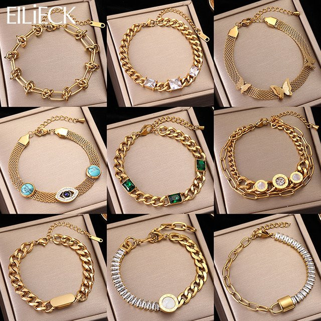 Eilieck Armband, Edelstahl, Zirkonia, Gold, Damen - Bild 1