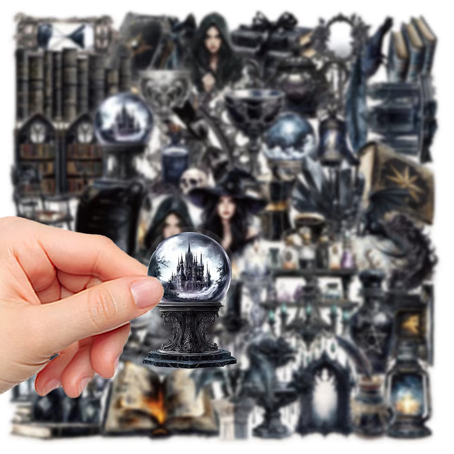 Kpustyle Transparente Cartoon Aufkleber im Gothic Dark Magic Hexen Design für Skateboard, Motorrad, Laptop und Auto, Mehrfarbig - Bild 4