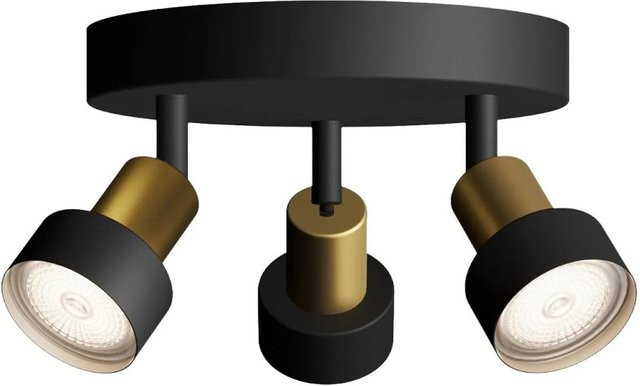Philips Hue Spot Conduit 3-flammige LED-Deckenleuchte GU10, rund, Schwarz-Gold - Bild 1