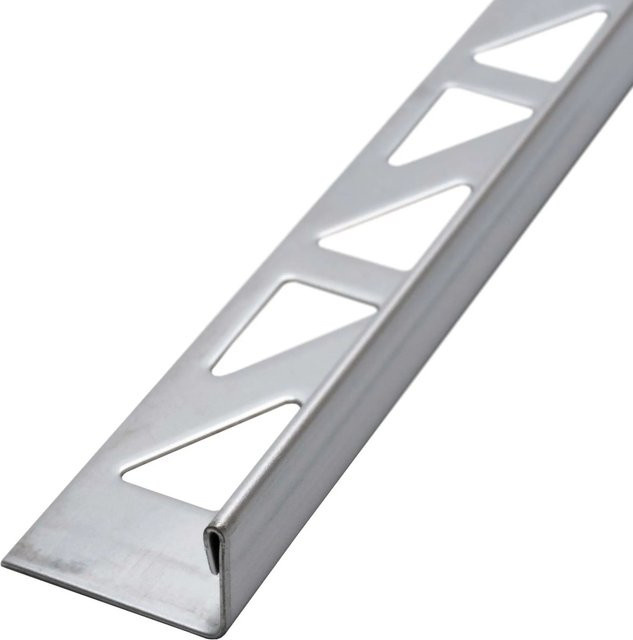 Dalsys Fliesenschiene L-Profil aus Edelstahl gebürstet in Silber, Länge: 2 m, Breite: 10 mm - Bild 1