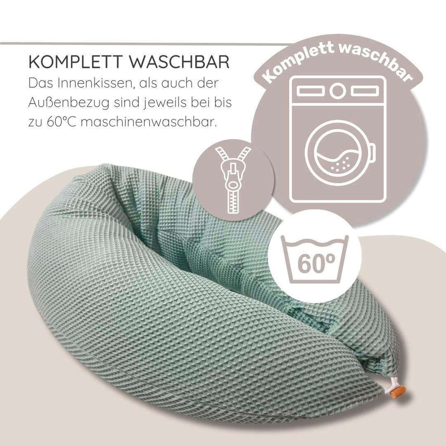 HOBEA-Germany Stillkissen aus Baumwolle in Grau und Grün, waschbar bei 60°C und OEKO-TEX zertifiziert - Bild 1