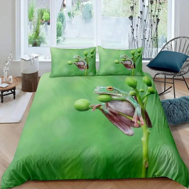 Bettwäsche Set mit Grüner Laubfrosch Motiv von JMG Household Supplies, Farbe Grün, Material Polyester, B/H: 70 x 133 cm - Bild 1