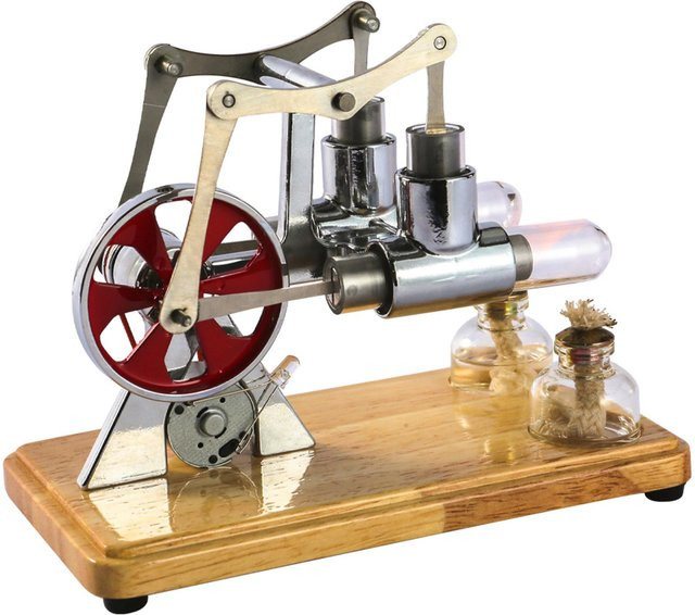 TOMTOP JMS Stirling-Motor-Kit, Heißluftmotor-Modell, mit LED-Licht, silber - Bild 1