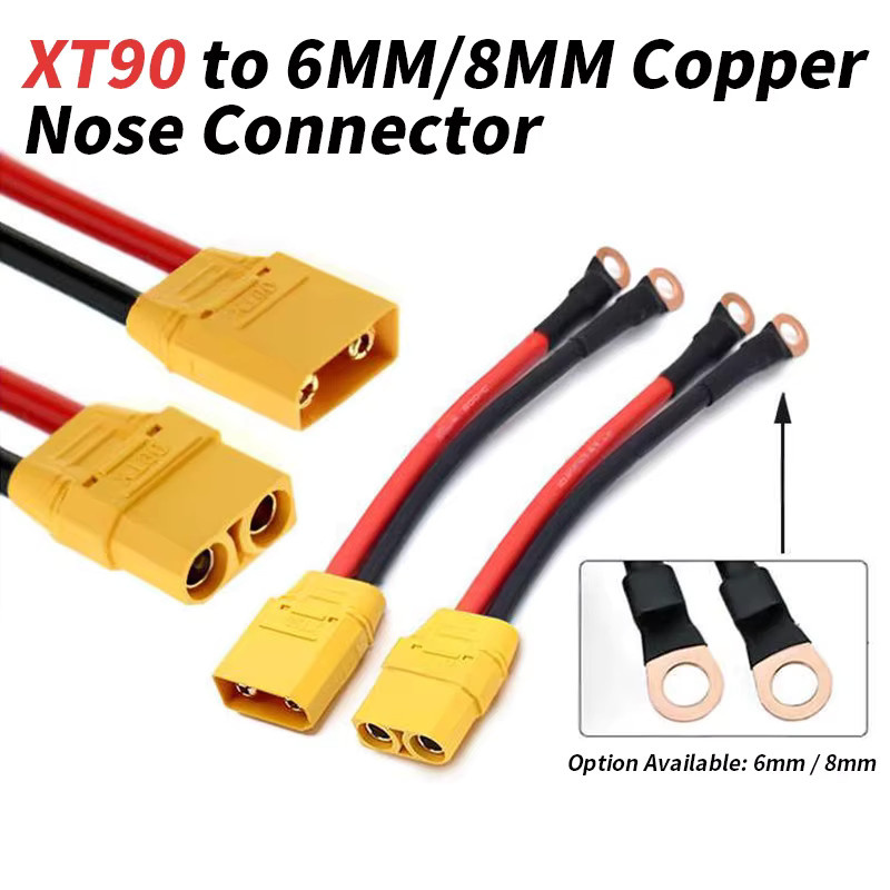 DIVEDEER XT90 Stecker und Buchse auf 6/8 mm Verbindungskabel mit 10 AWG O-Klemmen für Lithium-Batterien in Gelb - Bild 2