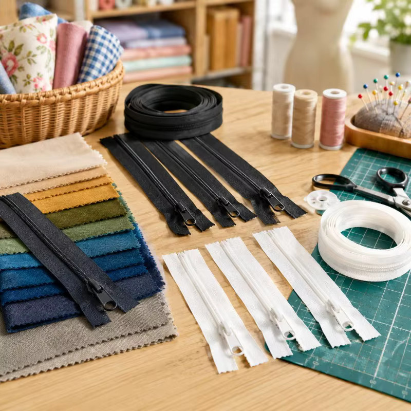 Hochleistungs-Nylon-Reißverschlussband in Schwarz-Weiß mit Ersatzschiebern für Reparaturen und DIY-Projekte - Bild 2