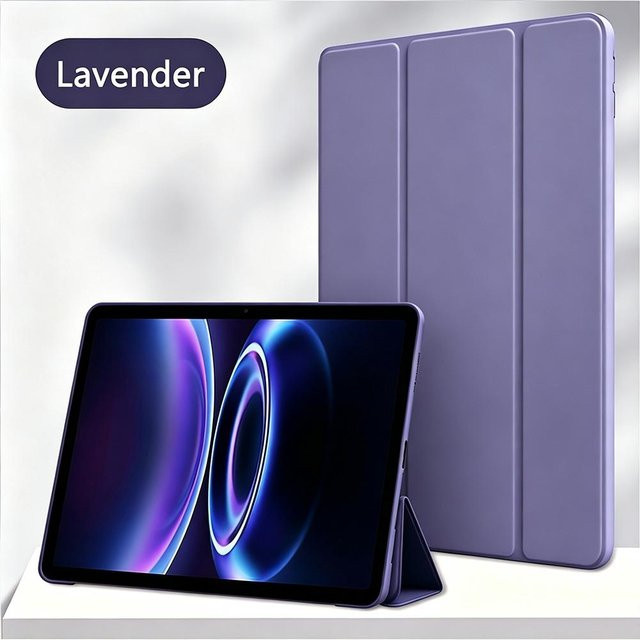 Stoßfeste Silikon-Tablet-Hülle für Xiaomi Redmi Pad SE 9.7 mit Dreifach-Klappständer und Auto Wake Sleep Funktion in Lila - Bild 1
