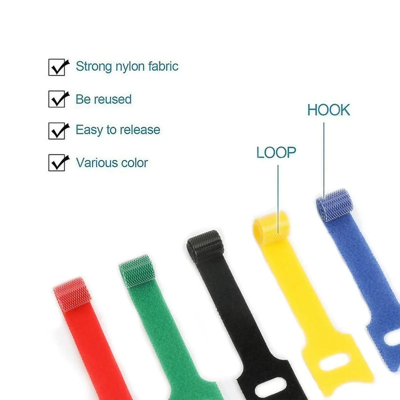 STONEGO Kabel-Organizer aus weichem Nylon mit selbstklebenden Bändern in Grün und Multicolour - Bild 4