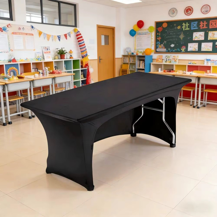 EVENTSDECOR Spandex-Tischdecke aus Polyester, rechteckig, Schwarz - Bild 1