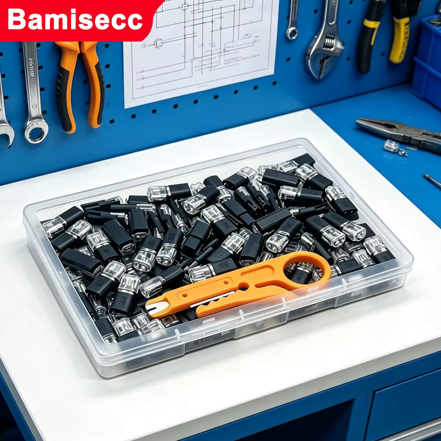 No-Strip-Serie Verriegelbare Anschlussklemmen Set, 96/16 Stück, LED Schnellverbindungs-Doppelstift, Zweikanal-D2-Kabelverbindungs-Klemmenset, Schwarz - Bild 4