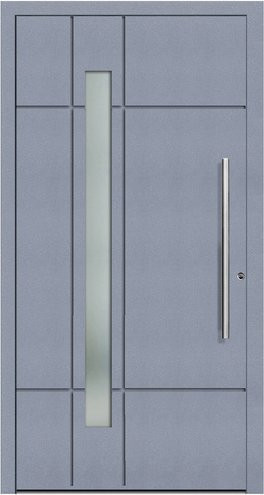 KNOCK Flügelüberdeckende Kunststoff-Haustür Terra mit Glaseinsatz, grau, B: 110 cm, H: 210 cm, T: 6 cm - Bild 1