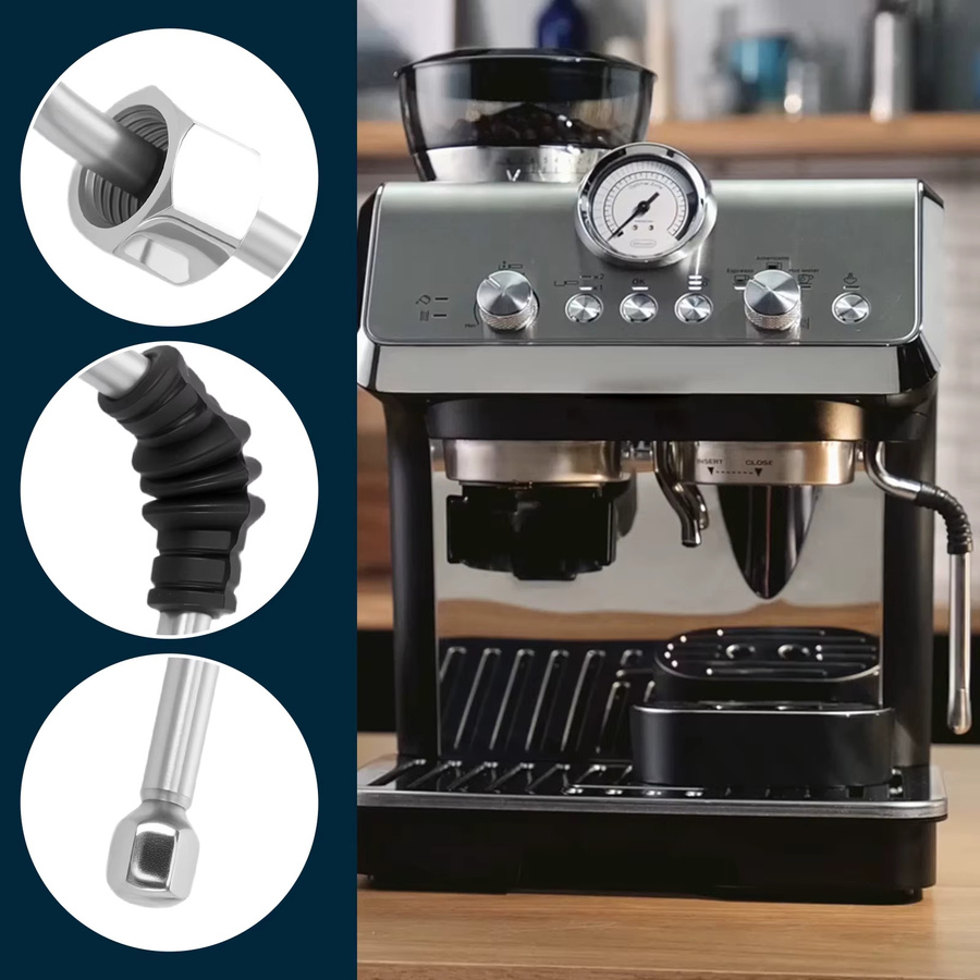 DeLonghi Ersatz-Dampfstab aus Edelstahl mit 2 Düsen in Silber und Schwarz für Kaffeemaschinen 680/685 - Bild 5