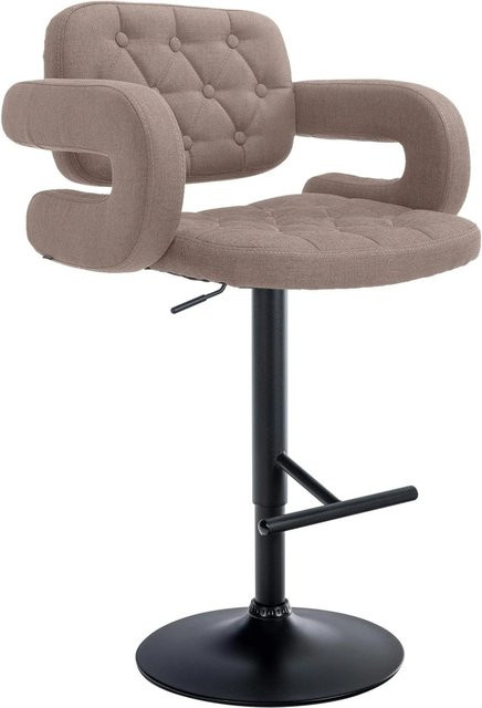 CLP Barhocker Dublin Stoff in Taupe/Schwarz mit Armlehnen und Drehfunktion - Bild 1