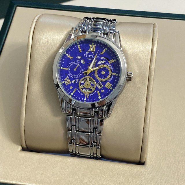 YIRAN Jewelry Armbanduhr Quarz, Edelstahl, Gold, Blau, Herren - Bild 1