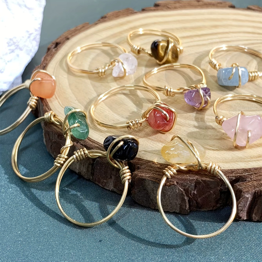 Ring Naturstein, Tigerauge, gelb, Damen - Bild 3