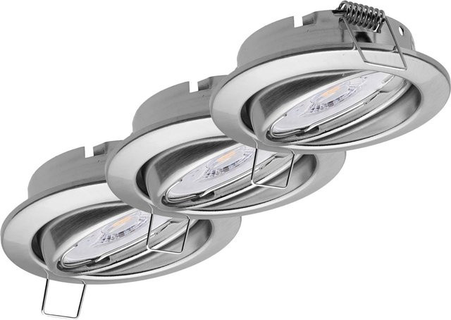 Oktaplex 3er Set Deckenstrahler Dijon Einbauspot aus Edelstahl Gebürstet in Silber mit warmweißem LED Modul, schwenkbar und dimmbar - Bild 1