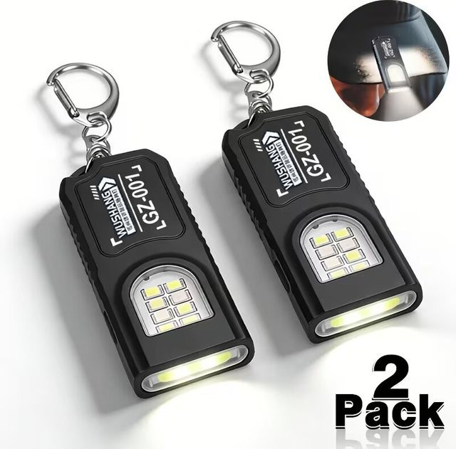 Mikenoon Mini-Schlüsselanhänger-Taschenlampe mit USB-Aufladung, Magnet und Stiftclip in Schwarz - Bild 1