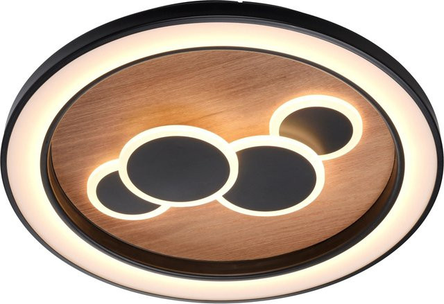 Paul Neuhaus LED-Deckenleuchte Eliza in Schwarz und Eichenholz, Durchmesser: 60 cm - Bild 1