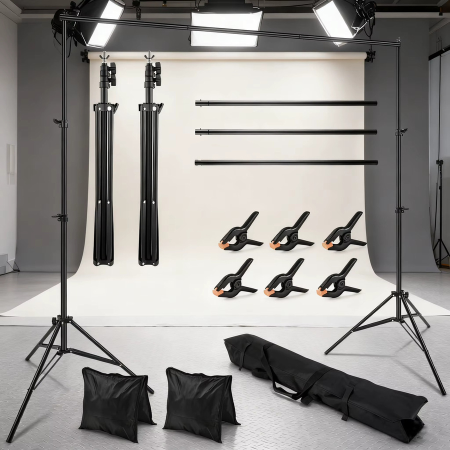 SAEIV Hintergrundständer Set in Schwarz, verstellbares Hintergrundstützsystem für Fotowände und Fotostudios, Breite: 2 m, Höhe: 2 m - Bild 3