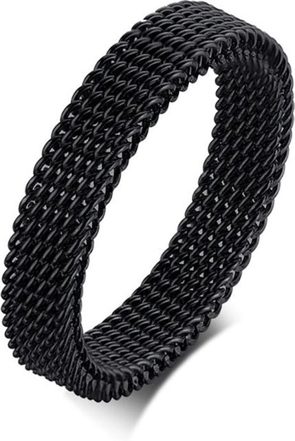 Ring Edelstahl, Netzband, Schwarz, Unisex - Bild 1
