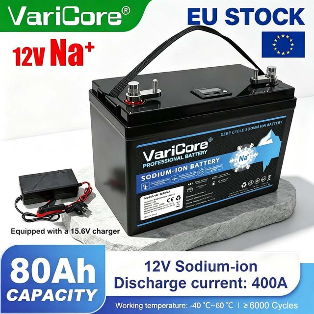 VariCore Natrium-Ionen-Akku-Pack 12V 80Ah in Schwarz für Elektrofahrzeuge, Golfcarts und Solaranlagen - Bild 1
