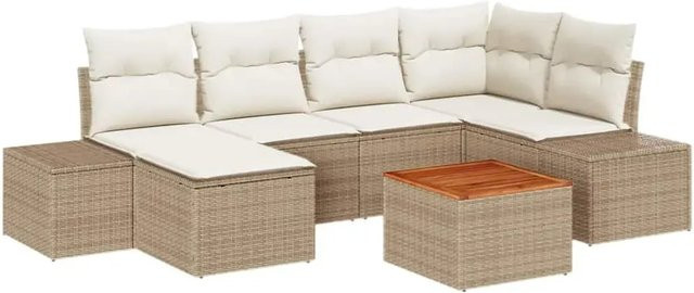 7-teiliges vidaXL Garten-Sofa-Set in Beige und Weiß - Bild 1