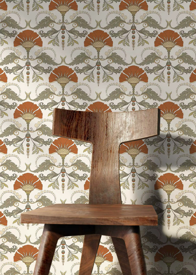Selbstklebende Vintage-Blumentapete von Pixel&Wall im Art Nouveau Design, mehrfarbig - Bild 2