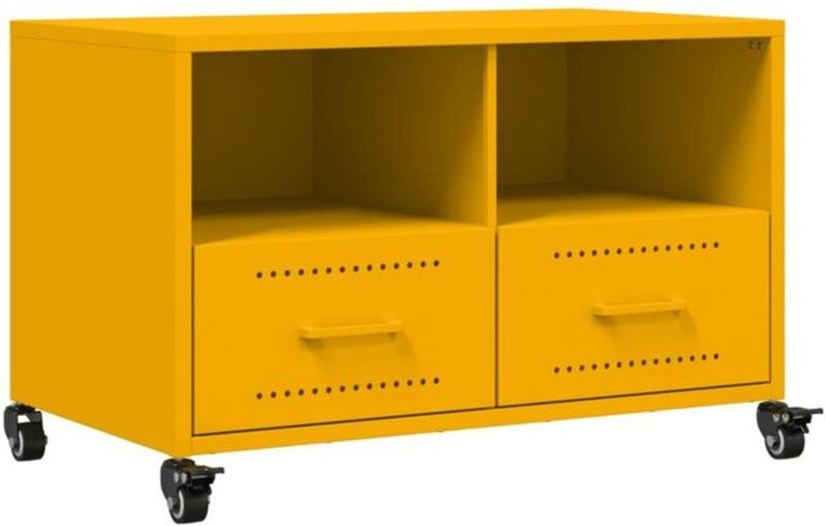 Vidaxl TV-Schrank aus kaltgewalztem Stahl in Gelb im Industrial-Design B/T/H: 68 x 39 x 43,5 cm - Bild 1