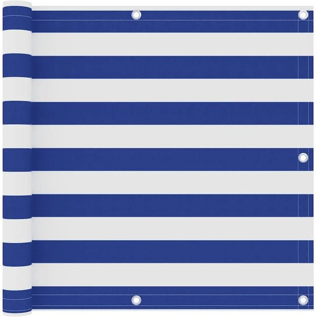 vidaXL Balkon-Sichtschutz aus Oxford-Gewebe in Weiß-Blau, Höhe: 90 cm, Breite: 500 cm - Bild 1