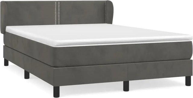 vidaXL Boxspringbett mit Matratze in Dunkelgrau aus Samt, Hybridbett mit Taschenfederkern, B/T: 140 x 190 cm - Bild 1