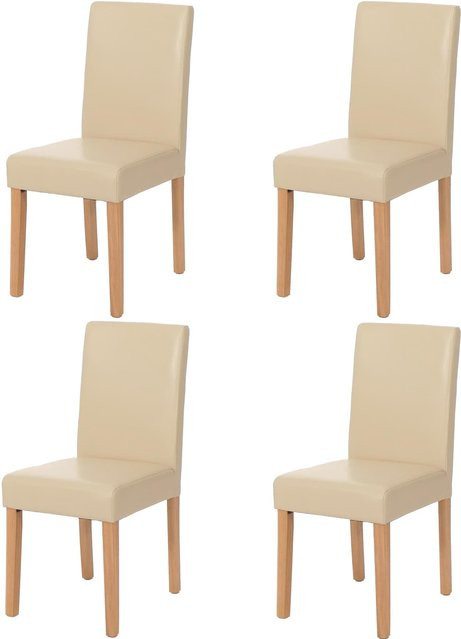 4er-Set Esszimmerstühle Littau aus Leder in Beige mit hellen Beinen von MCW - Bild 1