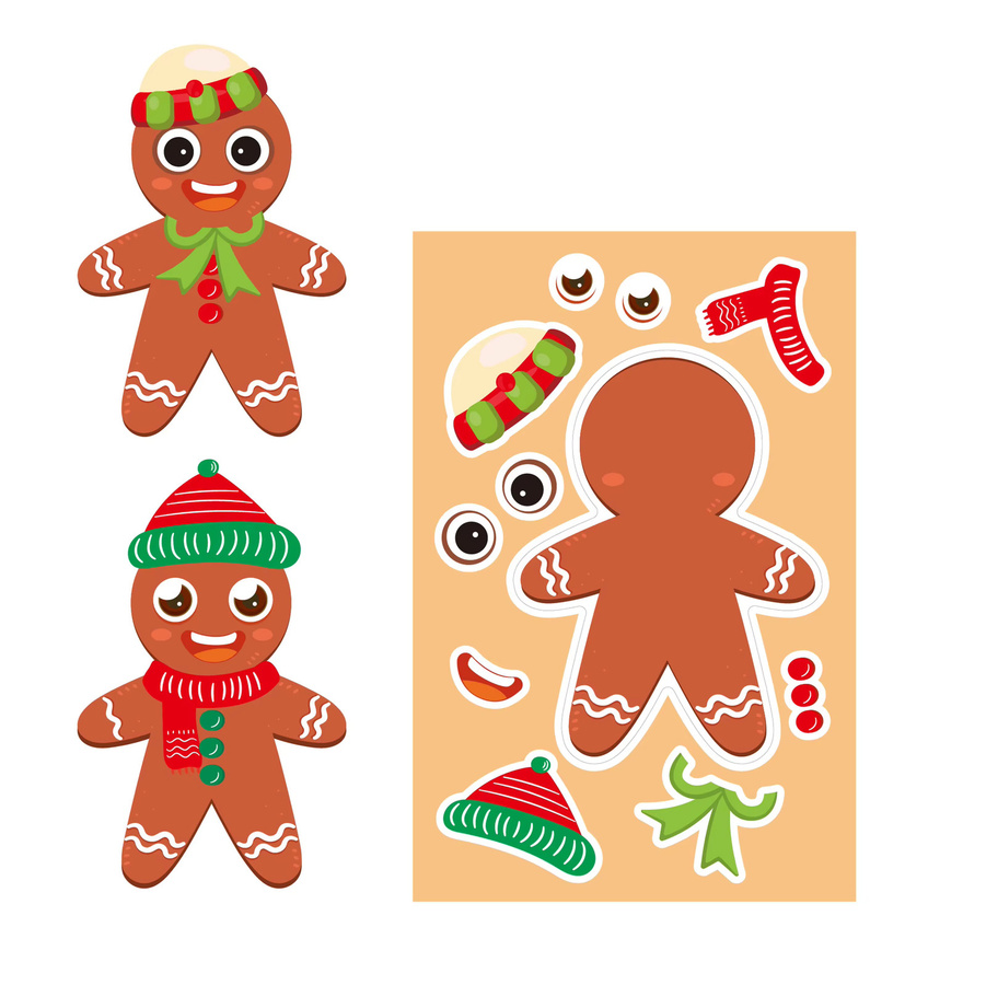 Datgo Weihnachts-Stickerbuch, Cartoon-Tier-Puzzle-Aufkleber, 24 Blatt - Bild 2