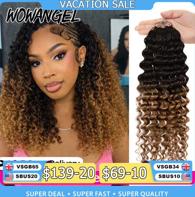 WOWANGEL Deep Wave Crochet Hair Echthaarverlängerungen, 14-24 Zoll, Damen - Bild 1