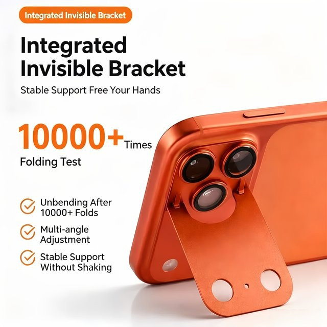 AR Faltbare Metall-Schutzfolie für die Kamera von Apple iPhone 17 Pro und 17 Pro Max in Orange - Bild 1