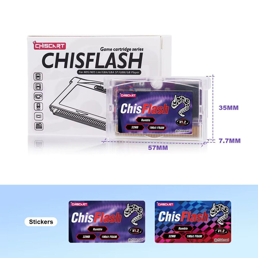 Chiscart ChisFlash V1.2 Rumble Wiederbeschreibbarer GBA Flash-Cart für GBA, GBA SP, GB Micro, DS, DS Lite und GameBoy Player in Transparent - Bild 3