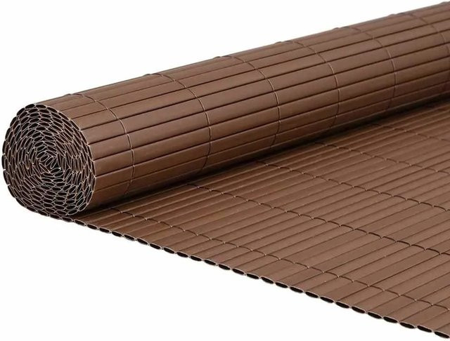 vidaXL Gartenzaun doppelseitig aus PVC in Braun, Höhe: 180 cm, Breite: 3 m - Bild 1