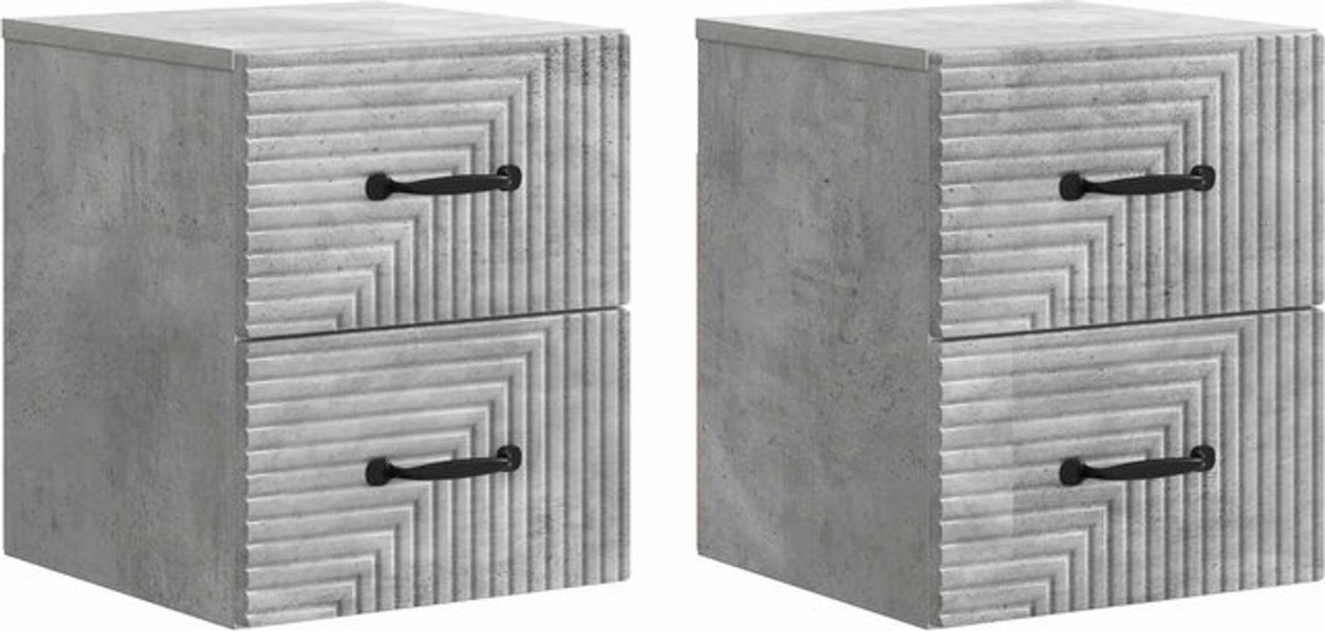 Set aus 2 wandmontierten Nachttischen von vidaXL in Grau im modernen Design aus Beton und Holzwerkstoff, B/T/H: 34,5 x 33 x 40 cm - Bild 1