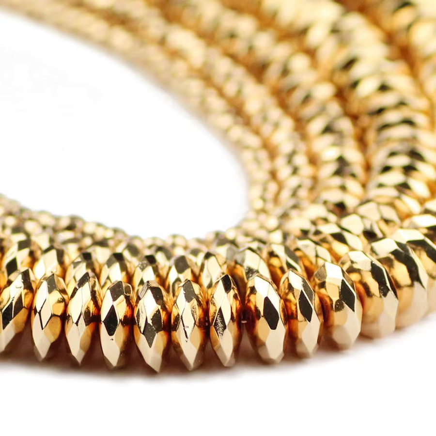 JHNBY Spacer Perlen Hämatit Naturstein, Gold, Unisex - Bild 2