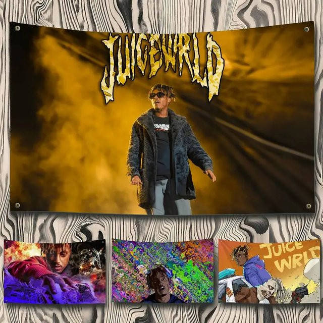 VIKAMA Juice WRLD Wandteppich Musiker Wandbehang Mehrfarbig Stoffbanner für dein Schlafzimmer - Bild 1