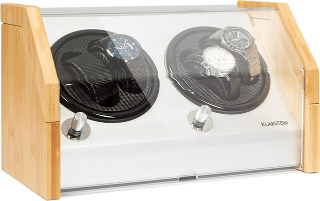 Klarstein Uhrenbeweger, 2 Uhren, 1 Drehteller, 3 Speeds, 4 Modi, Bambus, Unisex - Bild 1