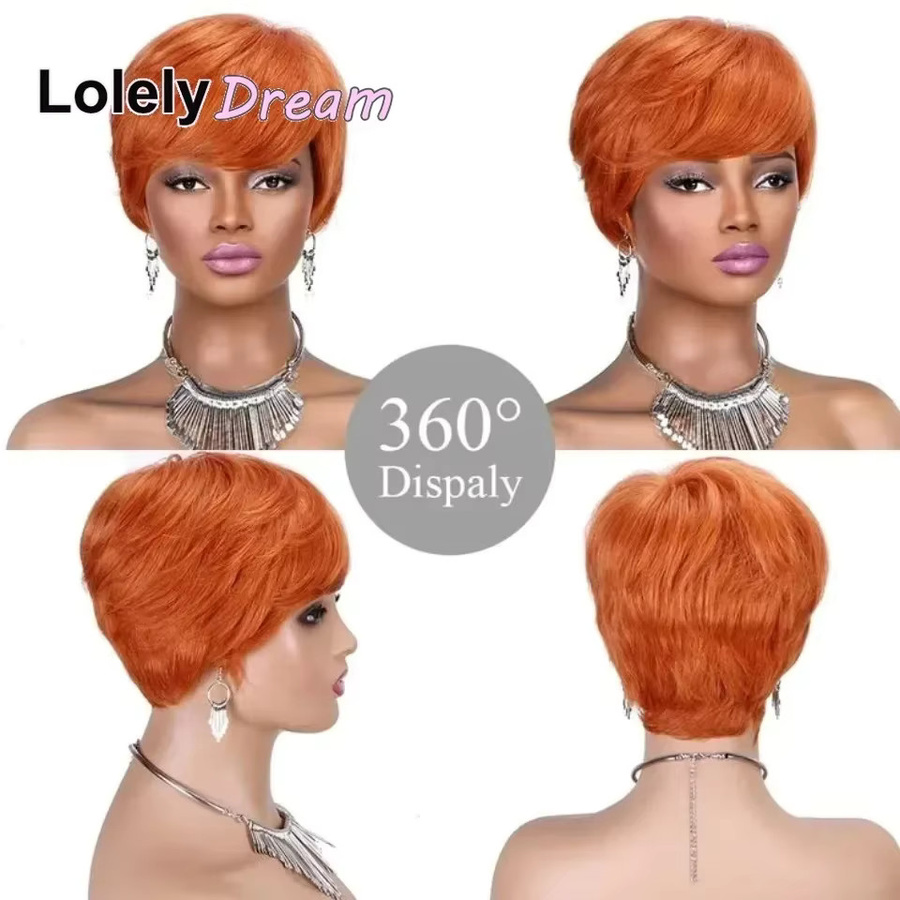 Lolely Dream Perücke, orange, 100 % Echthaar, mit Pony, Damen - Bild 4