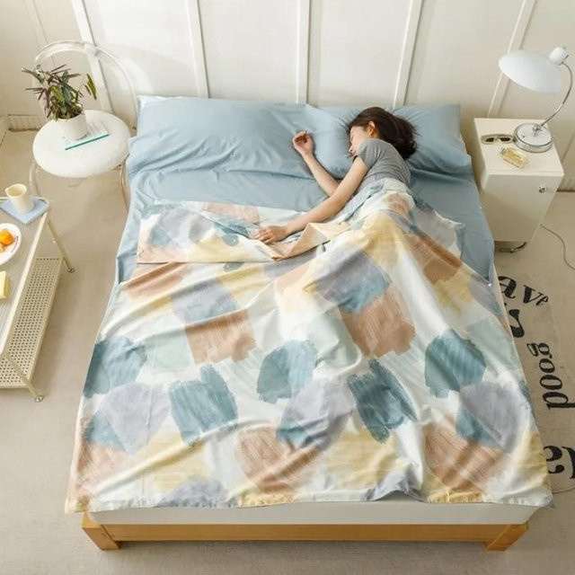 Schlafsack aus Baumwolle von Super Six in Blau, schmutzabweisend, B/H: 160 x 215 cm - Bild 1