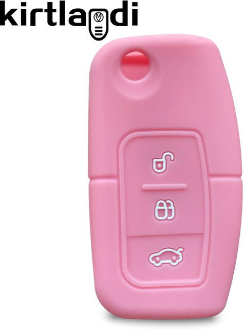 Klappschlüsselhülle in Pink für Ford Fiesta Focus C-Max Ecosport S-Max Fusion Mondeo als Fernbedienungshülle und Schlüsselanhänger Zubehör - Bild 1