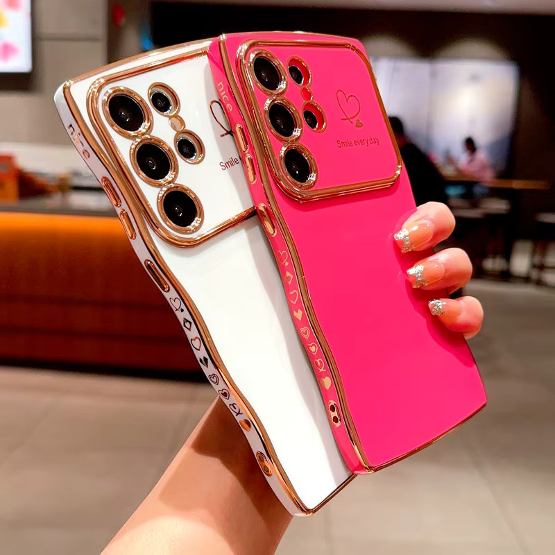 Samsung Soft Shell Handyhülle mit Wellenkante und Linsenschutz in Pink - Bild 1