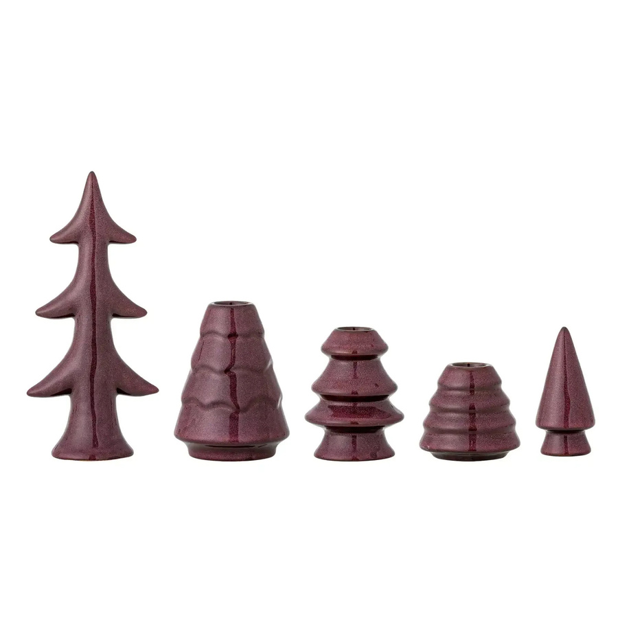 Bloomingville Kerzenhalter-Set Woods aus Keramik in Rot, 5er-Set - Bild 1